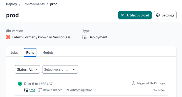 Hybrid project job run with artifact ingestion