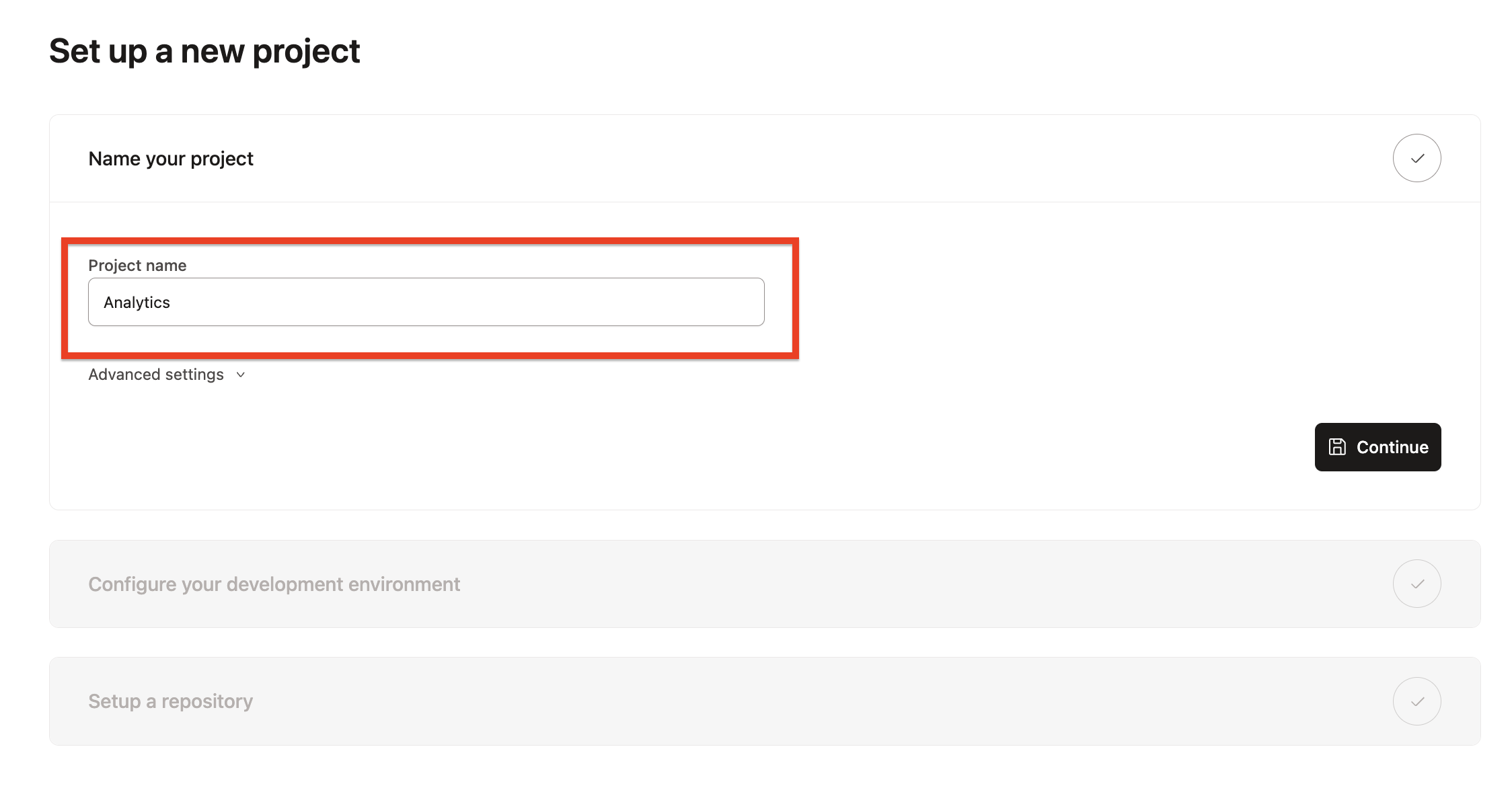 Name your project. Name your project.